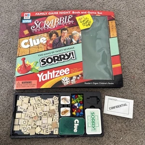 MB Family Game Night Book & Game Set Scrabble Clue Sorry Yahtzee 2001 - Picture 1 of 10
