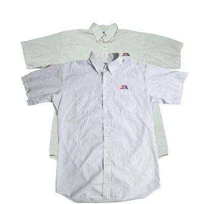 👀(2) VTG Gas Station Uniform Super America Lion XL Button Up Polo T-Shirt WORN  - Image 1 of 4