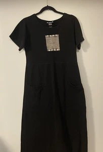 Vestido negro vintage Boundary Line para mujer pequeño bordado Lagenlook artístico - Imagen 1 de 6