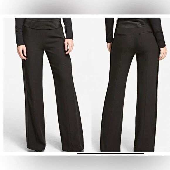 Calça smoking Karl Lagerfeld preta cintura alta perna larga sob medida 6 - Imagem 1 de 4