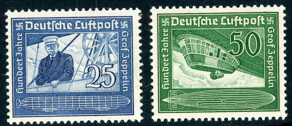 GERMANY 1938 MINT H SET #C59-60, COUNT FERDINAND VON ZEPPELIN !! I35 - Image 1 of 2