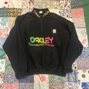 Vintage Surf Style Oakley Thermonuclear Protection Windbreaker Black Men M Boxy - Picture 1 of 12