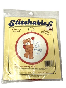 new stitchables crewel 7556 hugs are beary nice  - Picture 1 of 2