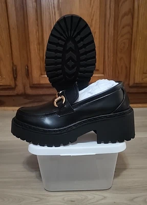 NUEVO $90 Steve Madden Talla 6 Aproximación / LANDO Negro 2.25" Mocasín Plataforma Foto 1 de 4