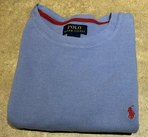 POLO RALPH LAUREN MENS 2XL WAFFLE KNIT BLUE W/PINK HORSE RUNS LIKE XL - Picture 1 of 5