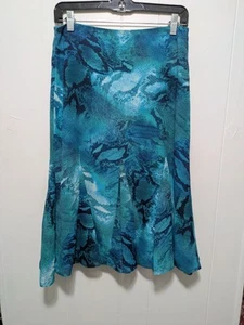 Chicos Size 0 Ladies Turquoise Semi Sheer Layered Flared Trumpet Skirt - Picture 1 of 3