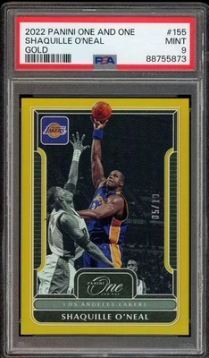 2022-23 Panini One and One SHAQUILLE O'NEAL Gold Prizm /10 #155 PSA 9 MINT - Image 1 of 2