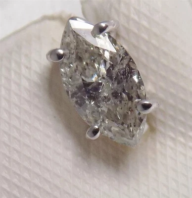 PENDIENTE SOLITARIO DIAMANTE TALLA MARQUESA ORIGINAL 1/3CT 14K CON ORO Foto 1 de 3