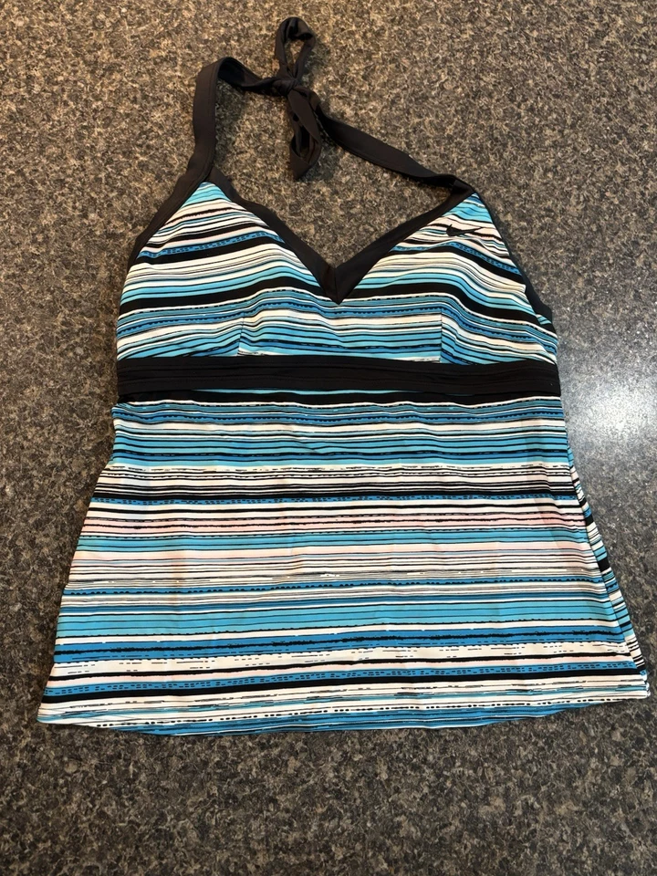 Nike женский размер 12 многоцветный в полоску танкини б/у в отличном состоянии - Изображение 1 из 4