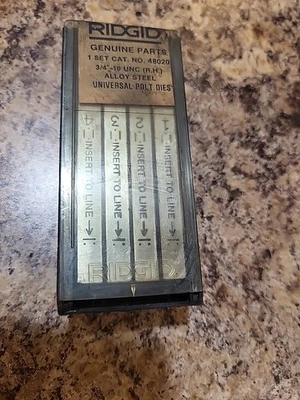 Ridgid 48020 Universal Bolt Die Set 3/4" - 10 UNC (R.H.) Alloy Steel.  NOS! 🔥  - Image 1 of 4