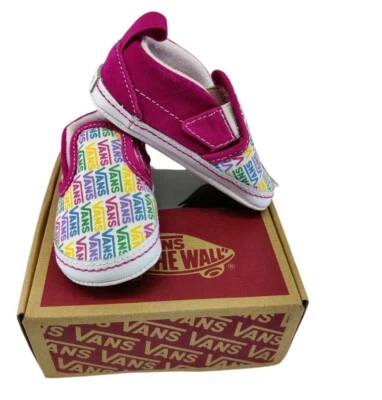 Zapatos de bebé Vans sin cordones para cuna arco iris talla 4 parte inferior suave Foto 1 de 4
