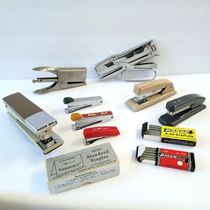 Vintage MCM Staplers & Staples Lot ACCO Bostitch Neva-Clog Ace Clipper Idealine - Picture 1 of 24