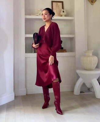 FALDA MIDI ZARA Satén Línea A Talla M Foto 1 de 4