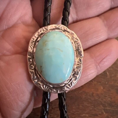 Corbata Nativo Americano Indio Navajo Bolo Verde Turquesa Impresionantes Corbatas Wow Zuni #F Foto 1 de 4