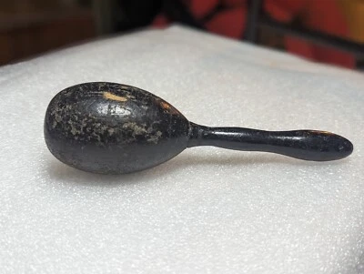 Antique 1920 WOODEN SOCK DARNER Mending Sewing Tool Black  - Image 1 of 4