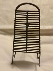 Vintage Pewter 9” Table Easel Picture Plate Stand Display MCM Modern Wire Bars