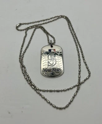 MLB Seattle Mariners Baseball Team Metal Dog Tag Chain with Necklace - Image 1 of 4