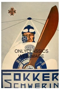 1917 FOKKER SCHWERIN WWI AIRCRAFT AVIATION AIRPLANE 11X17 POSTER ART DECO STYLE - Picture 1 of 1