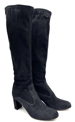 Botas hasta la rodilla Valentino Garavani negras de gamuza elásticas 39 US9 Italia tacón bloque Foto 1 de 4