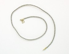 Sterling Silver Spring Ring Clasp Silk Cord, 15" Twisted Cord Design,