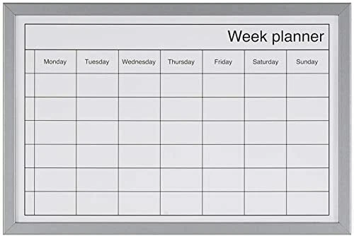 KAV Dry Wipe Week Planner Board with Pen - Stylish Wood Effect Frame (400x600)mm - Image 1 of 1