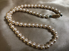 VINTAGE 16.25in Short Faux Pearl Necklace Fancy Gold Tone Box Clasp #11