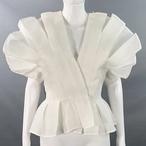 VICTOR COSTA Vintage Size 8 White Pleated Origami Dress Top - Photo 1 sur 9