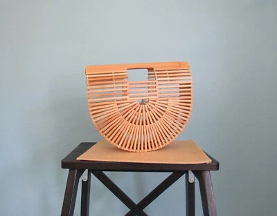 Cartera de madera tamaño mediano asa superior bolso de moda sin marca Foto 1 de 4