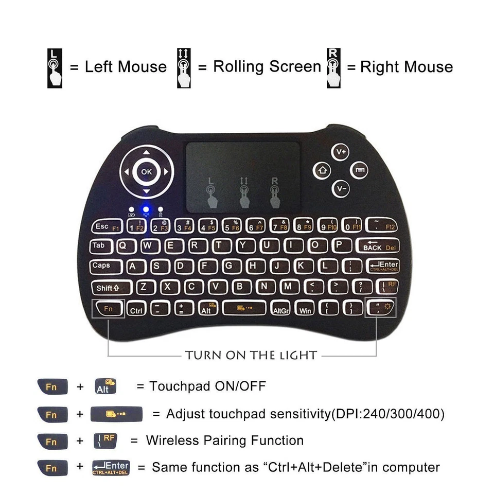 mini i8 2.4GHZ mini Wireless Keyboard Touchpad for Smart TV Android Box PC HTPC - Image 1 of 4