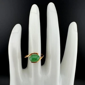 Certified Grade A Burma Jadeite Ring in 18K Gold, Oval Green Jade, US Size 6.25 - Picture 1 of 6