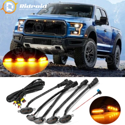 5X Universal For Ford Truck Raptor Style LED Amber Front Grille Lighting Lights - Imagem 1 de 4