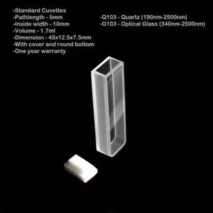 Azzota® 5MM PATHLENGTH CUVETTA STANDARD, 1,7ML, VETRO - Foto 1 di 1