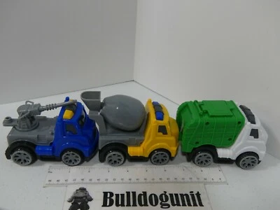 Лот из 3 Детских Пластиковых Конструкционных Военных Пластиковых Грузовиков Игрушек Цемент Мусор - Изображение 1 из 4