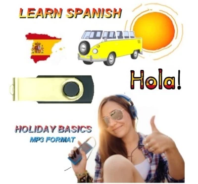 LEARN SPANISH Language Course MP3 FORMAT USB DRIVE IDEAL  FOR CAR OR PC/HOLIDAYS - Image 1 of 3