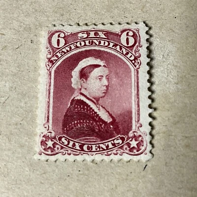 Newfoundland Stamp Queen Victoria #36 Mint(LH) FVF Six Cents Foto 1 de 4