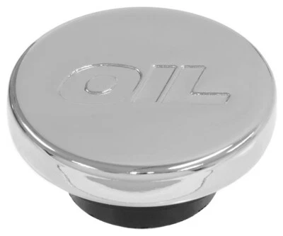 Chrome Push In Oil Filler Cap/Plug With Logo  For Valve Covers With 1.25" Holes - Image 1 of 2