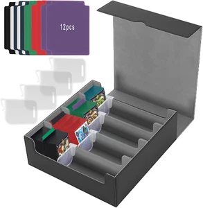 Scatola Porta Carte per MTG Carte, 4 Righe Deck Box Con 12 Divisori Colorati, Ca - Foto 1 di 12