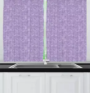Lilac Kitchen Curtains 2 Panel Set Window Drapes 55" X 39" Ambesonne - Picture 1 of 30