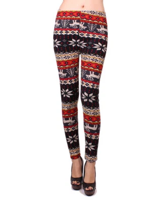 NUEVO CON ETIQUETAS Mujer Leggings Locos Salvaje Patrón Azteca Informal Corazones Diamantes Animal India Foto 1 de 4