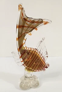 Mid Century Murano Glass Large Fish Sculpture, with Brown Stripes - Picture 1 of 7