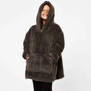 Übergroße Hoodie Decke Kinder Teddy-Fleece Erwachsene tragbare Kapuzendecke m... - Bild 1 von 4