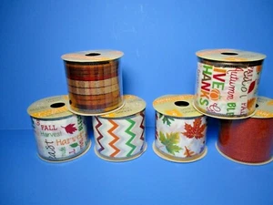 6 Rotoli Nuovi Nastro Autunno Autunno 9' Piedi Per Rotolo Foglie Plaid Raccolto Ringraziamenti - Foto 1 di 4