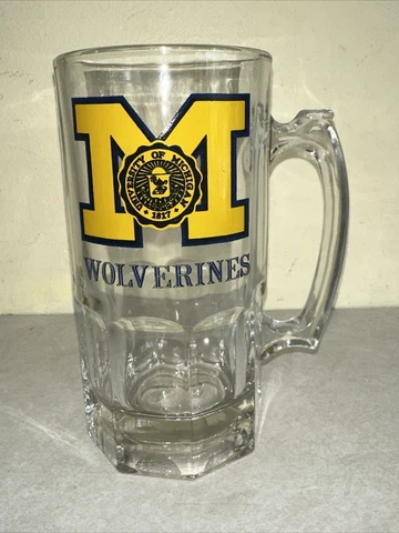 LARGE University Of Michigan Wolverines CLEAR Glass Stein/Mug Cover