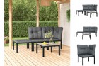 4-tlg. Garten-Lounge-Set Schwarz Und Grau Poly Rattan