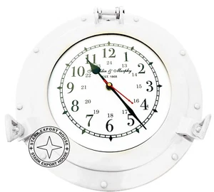 Roll over image to zoom inch 9 inch Nickel Nautical Porthole Clock with SRZX - Picture 1 of 5