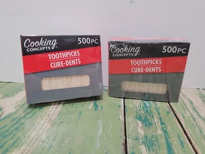 2 Sets Cooking Concepts Toothpicks Cure-Dents Wooden Double Round Tip 1000 PC - Image 1 of 2