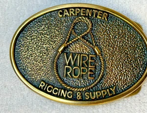 Vintage BTS Solid Brass Belt Buckle Carpenter Rigging & Supply Wire Rope NICE! - Picture 1 of 7