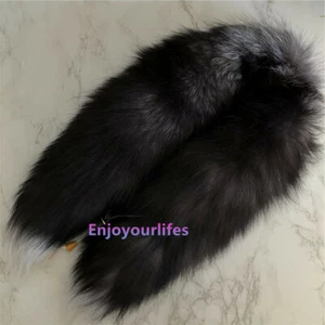 Natural Real Silver Fox Fur Scarf Fur Collar Shawl Neck Warmer Stole Scarves - Picture 1 of 3