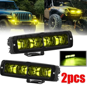 2X 6inch Yellow Amber LED Driving Work Lights Bar Spot Pods Fog Lamp Offroad SUV - Picture 1 of 9