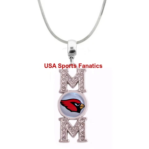 Arizona Cardinals MOM Necklace With Rhinestones On A 925 SS Snake Chain 5 Sizes Cover